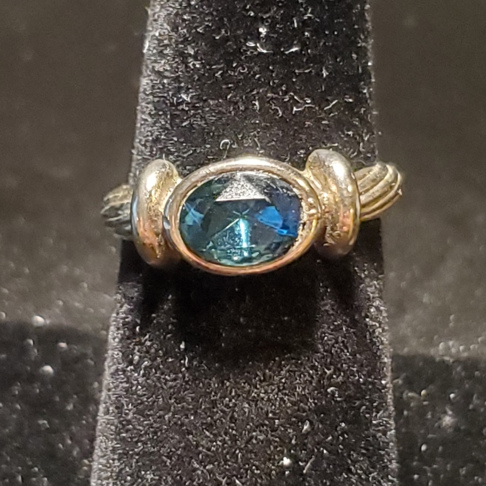 Blue Stone ring with two toned shank